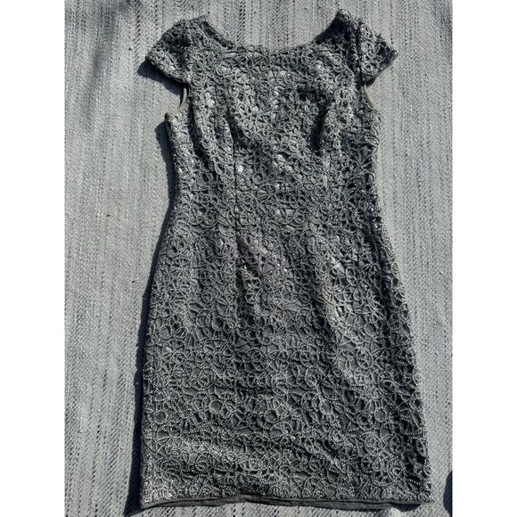 Simply Liliana Womens Silver Gray 8 Dress Sequence Formal Shimmer Sheath Midi - Picture 6 of 14